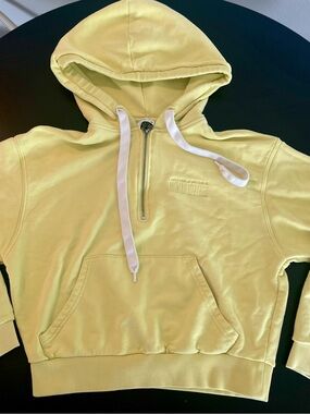 Zara Light Lemon Zip Hoodie with White Drawstrings
